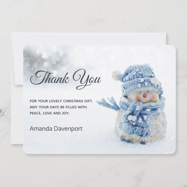 Carte De Remerciements Cute Snowman au photographe de Christmas (Devant)