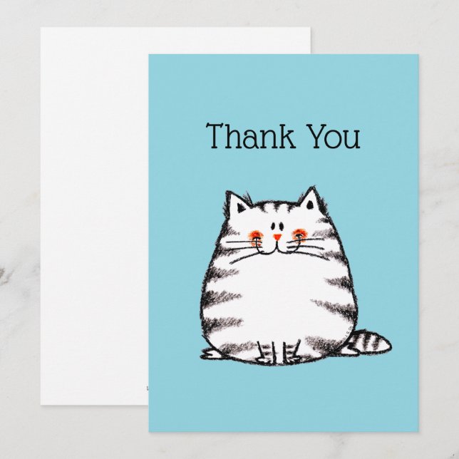 Carte De Remerciements Cute tabby Chat (Devant / Derrière)