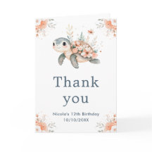 Cute tortue florale fête d'anniversaire
