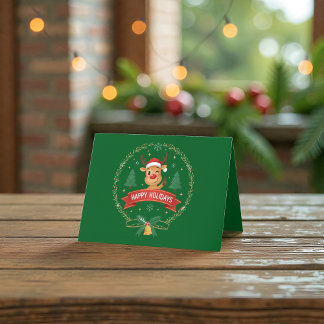Carte De Remerciements Cute Winking Reindeer Happy Holidays Christmas Car