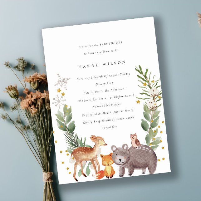 Carte De Remerciements Cute Woodland Animal Baby shower feuillus Invitati (Créateur téléchargé)