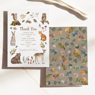 Carte De Remerciements Cute Woodland Animaux Baby showers neutres selon l