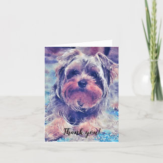 Carte De Remerciements Cute Yorkshire Terrier Peinture