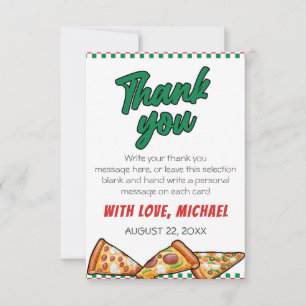 Carte De Remerciements Cuties Pizza Party Red Green Caro 5e anniversaire