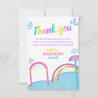 Carte De Remerciements Cuties Splish Splash Parc aquatique Fille Annivers
