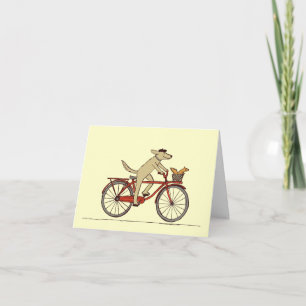 Carte De Remerciements Cycling Dog with Squirrél Friend - Fun Animal Art