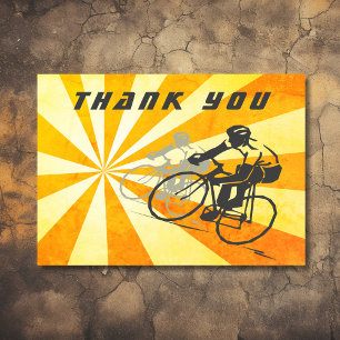 Carte De Remerciements Cyclistes routiers avec Sunburst rétro