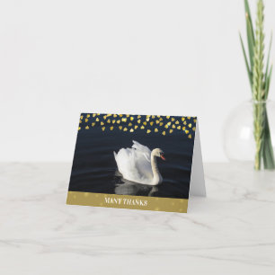 Carte De Remerciements Cygne avec coeur d'or