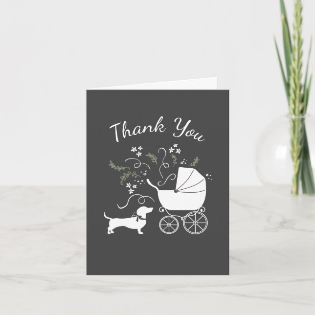 Carte De Remerciements Dachshund Weiner Dog Baby shower non sexiste (Devant)