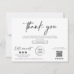 Carte de remerciements d'affaires à script moderne