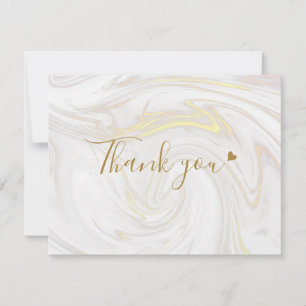 Carte de remerciements d'affaires Gold Marble Scri