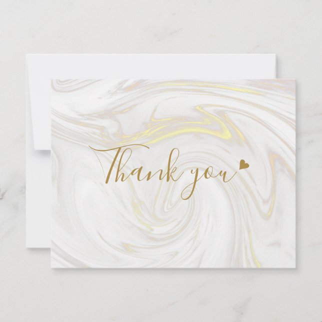 Carte de remerciements d'affaires Gold Marble Scri (Devant)