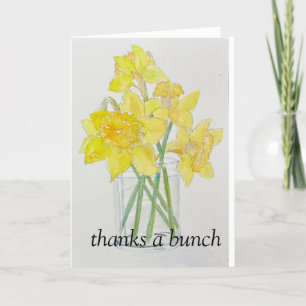 Carte De Remerciements Daffodiles fraîches cuites jaune ressort aquarelle