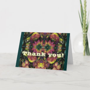Carte De Remerciements Dahlias jaunes et roses