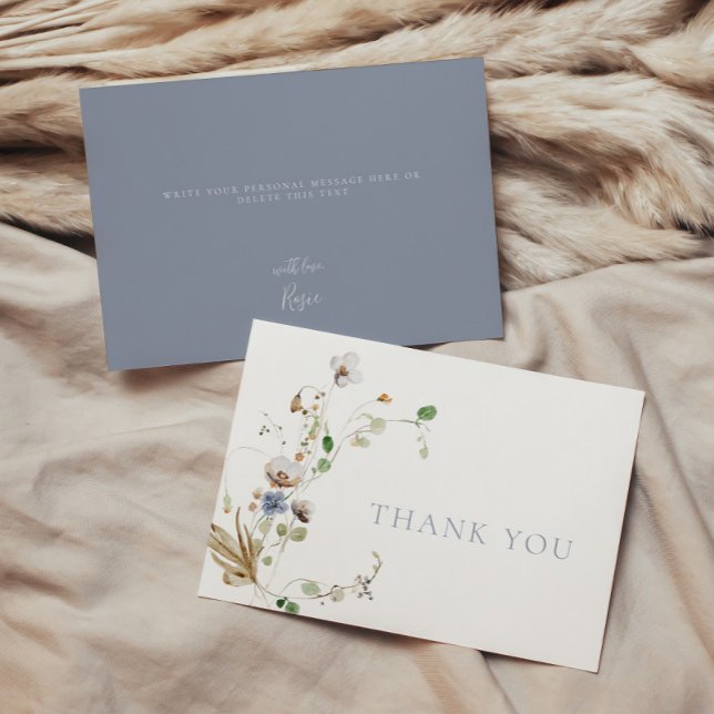 Carte De Remerciements Dainty Fleur sauvage Dusty Blue (Créateur téléchargé)