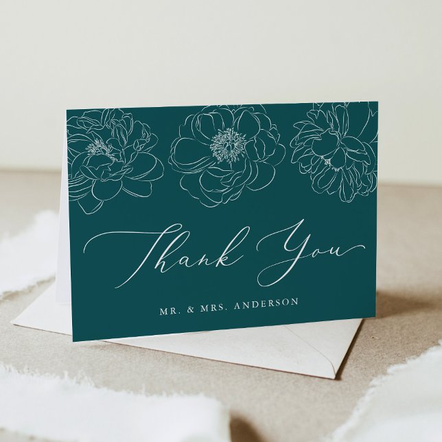 Carte De Remerciements Dainty Floral Mariage Turquoise (Créateur téléchargé)