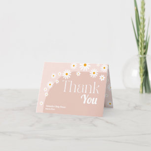 Carte De Remerciements Daisy Baby en fleur Boho Girl Baby shower