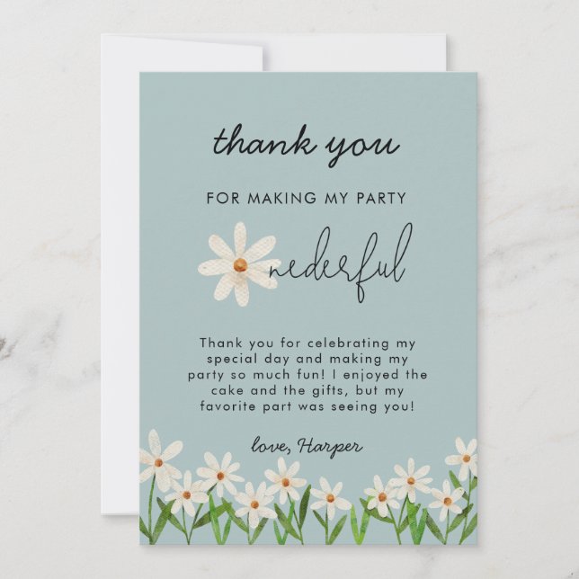 Carte De Remerciements Daisy Girl 1er fête d'anniversaire (Devant)