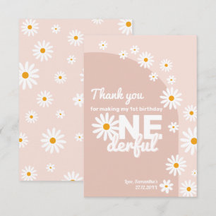 Carte De Remerciements Daisy rose Mlle onderful 1er anniversaire