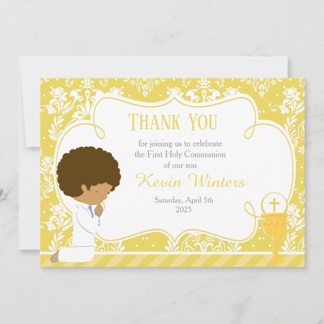 Carte De Remerciements Damas de la première communion afro-américaine (Devant)