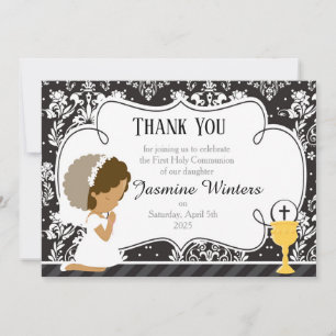 Carte De Remerciements Damas de la première communion afro-américaine