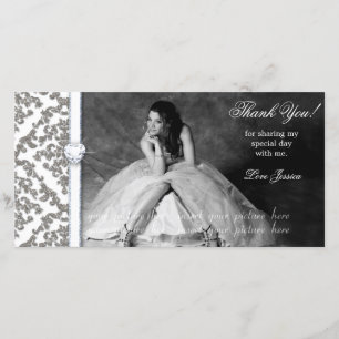 Carte De Remerciements Damassé de parties scintillantes de sweet sixteen
