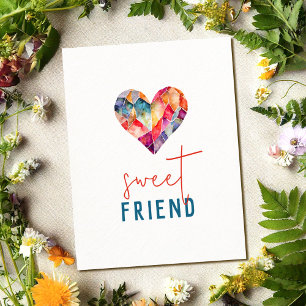 Carte de remerciements d'ami doux avec coeur