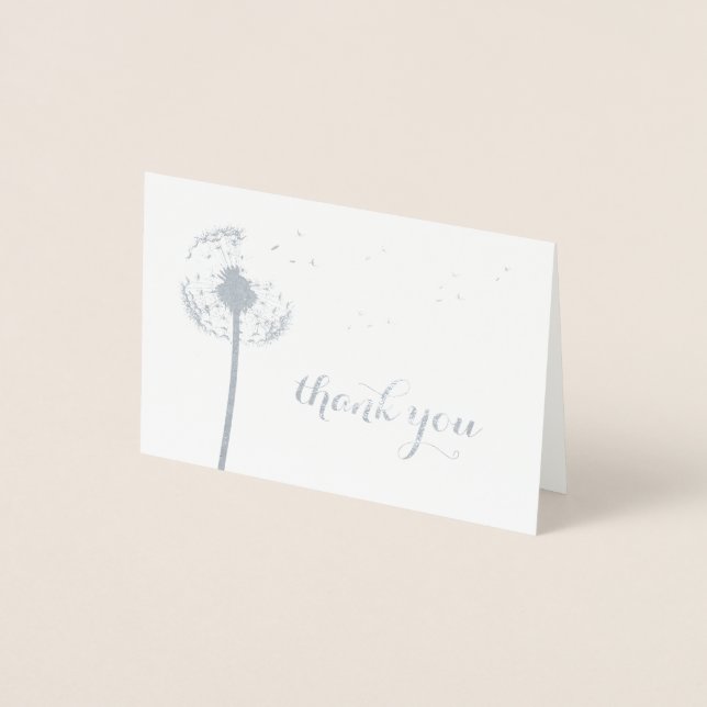 Carte de remerciements Dandelion à huile d'argent (Devant)