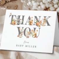 Carte de remerciements d'animaux de bois doux