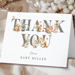Carte de remerciements d'animaux de bois doux
