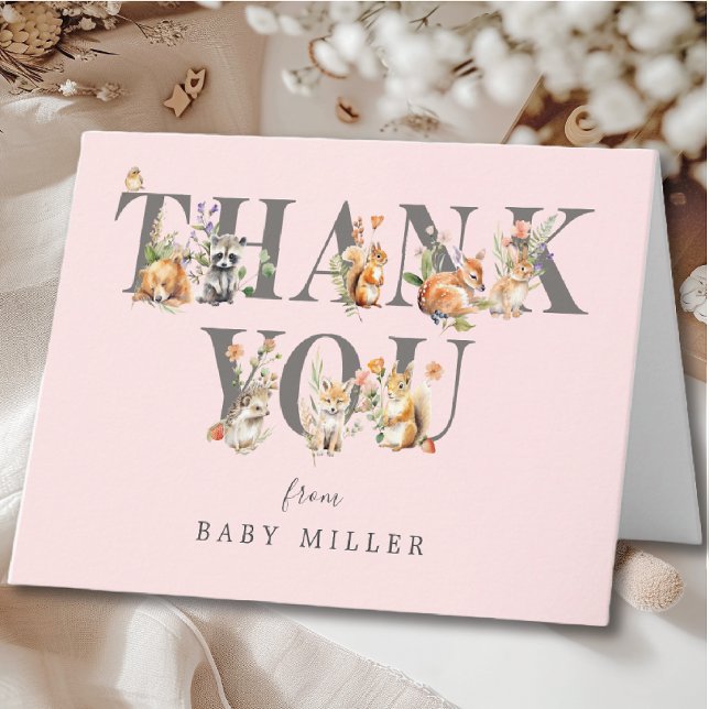 Carte de remerciements d'animaux de bois doux (Créateur téléchargé)