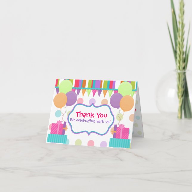 Carte de remerciements d'anniversaire coloré (Devant)