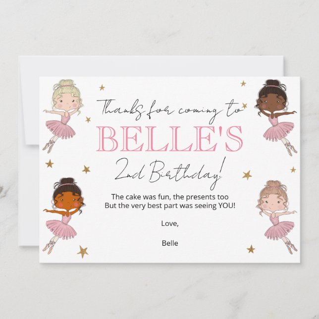 Carte de remerciements d'anniversaire de Ballerina (Devant)