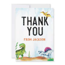 Carte de remerciements d'anniversaire de Dinosaur