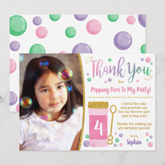 Carte de remerciements d'anniversaire de la bulle