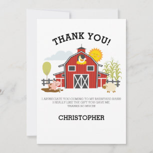 Carte de remerciements d'anniversaire de la ferme 