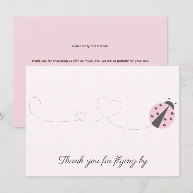 Carte de remerciements d'anniversaire de Ladybug (Devant / Derrière)