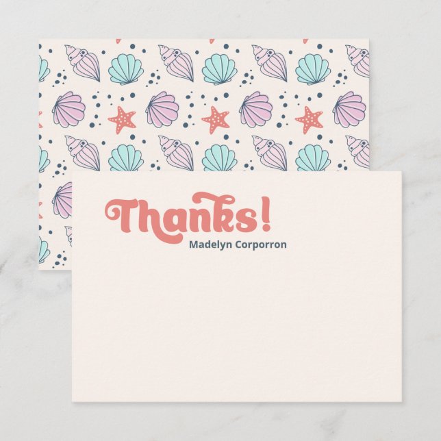 Carte de remerciements d'anniversaire de Sea Shell (Devant / Derrière)