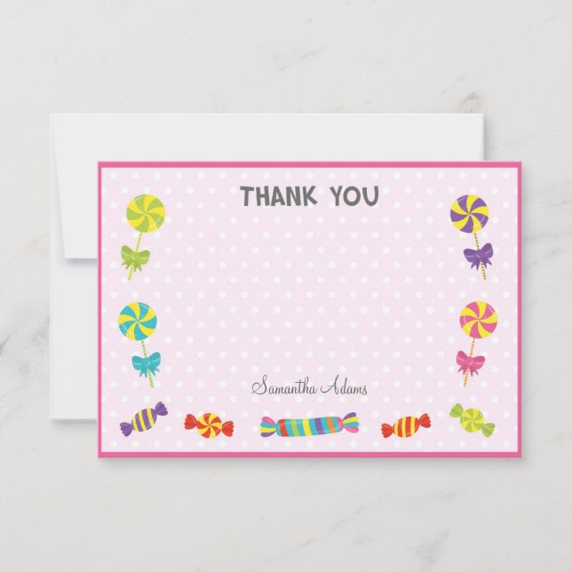 Carte de remerciements d'anniversaire de sucrerie (Devant)