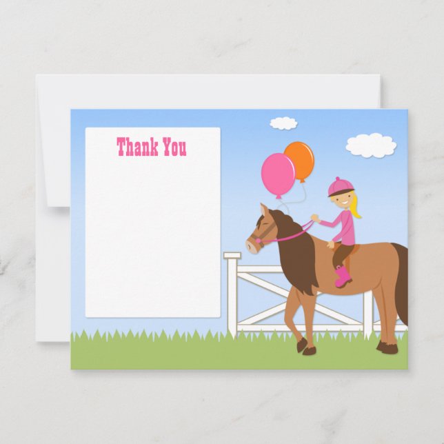 Carte de remerciements d'anniversaire du cheval (Devant)