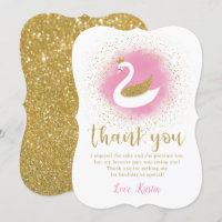 Carte de remerciements d'anniversaire du cygne ros