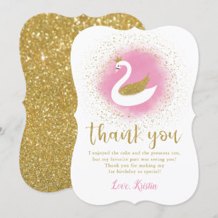 Carte de remerciements d'anniversaire du cygne ros
