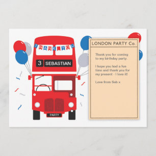 Carte de remerciements d'anniversaire du London Re