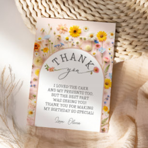 Carte de remerciements d'anniversaire fleur sauvag