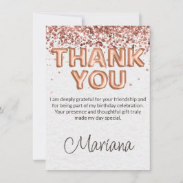 Carte de remerciements d'anniversaire rose Gold