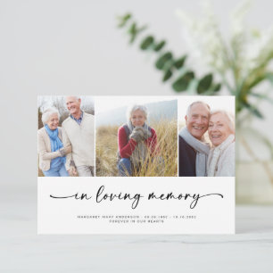 Carte De Remerciements Dans la mémoire aimante   Trois photos Sympathie f