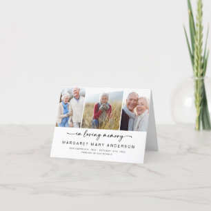 Carte De Remerciements Dans la mémoire aimante   Trois photos Sympathie f