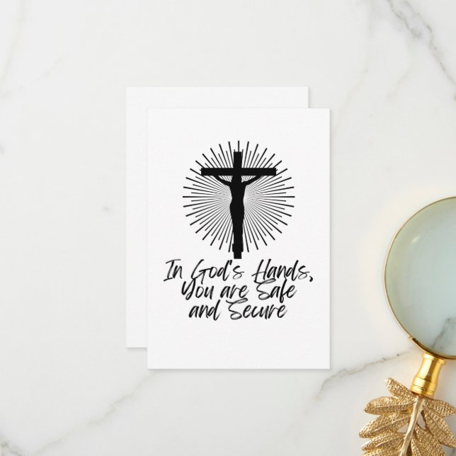 Carte De Remerciements Dans les mains de Dieu (Devant/Arrière en situation)