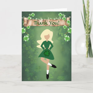 Carte De Remerciements Danse irlandaise avec blond Hair Irish Step Dance