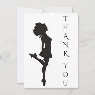 Carte De Remerciements Danse Irlandaise Danseuse Danser Danser Black Whit